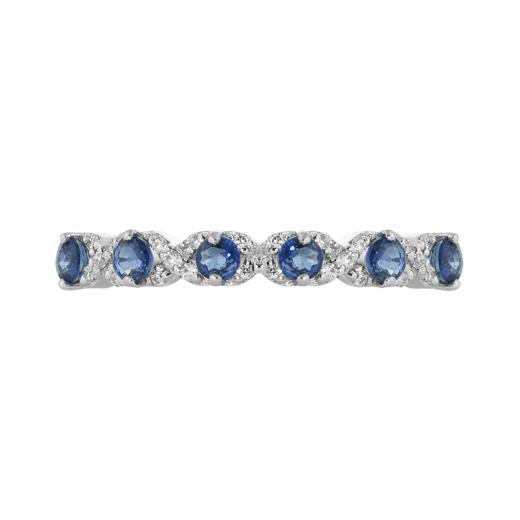 10K White Gold Sapphire & Diamond Ring