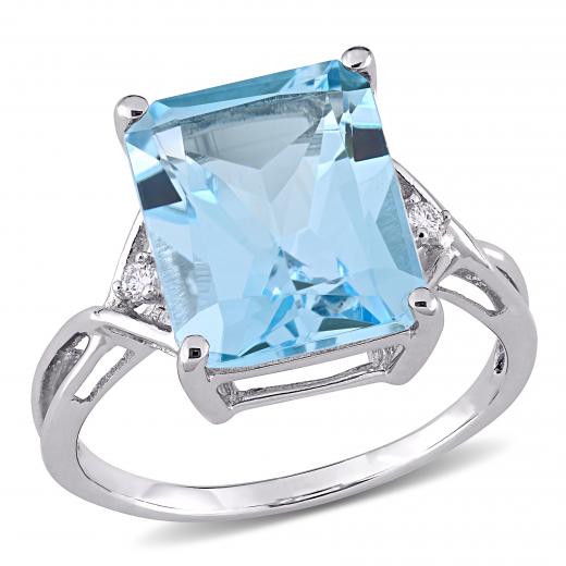 Julianna B Sterling Silver Sky Blue Topaz & White Topaz Ring