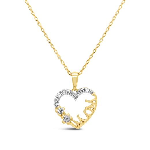 Loving Hearts Diamond Mom Pendant in 10K Yellow Gold
