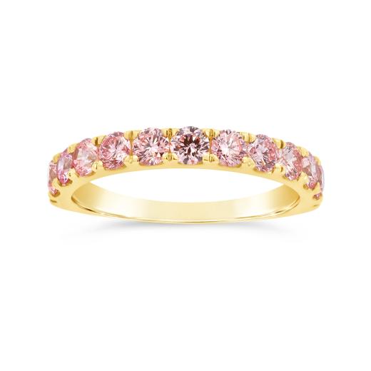 New Brilliance Lab Grown 1.00CTW Pink Diamond Band in 14K Yellow Gold