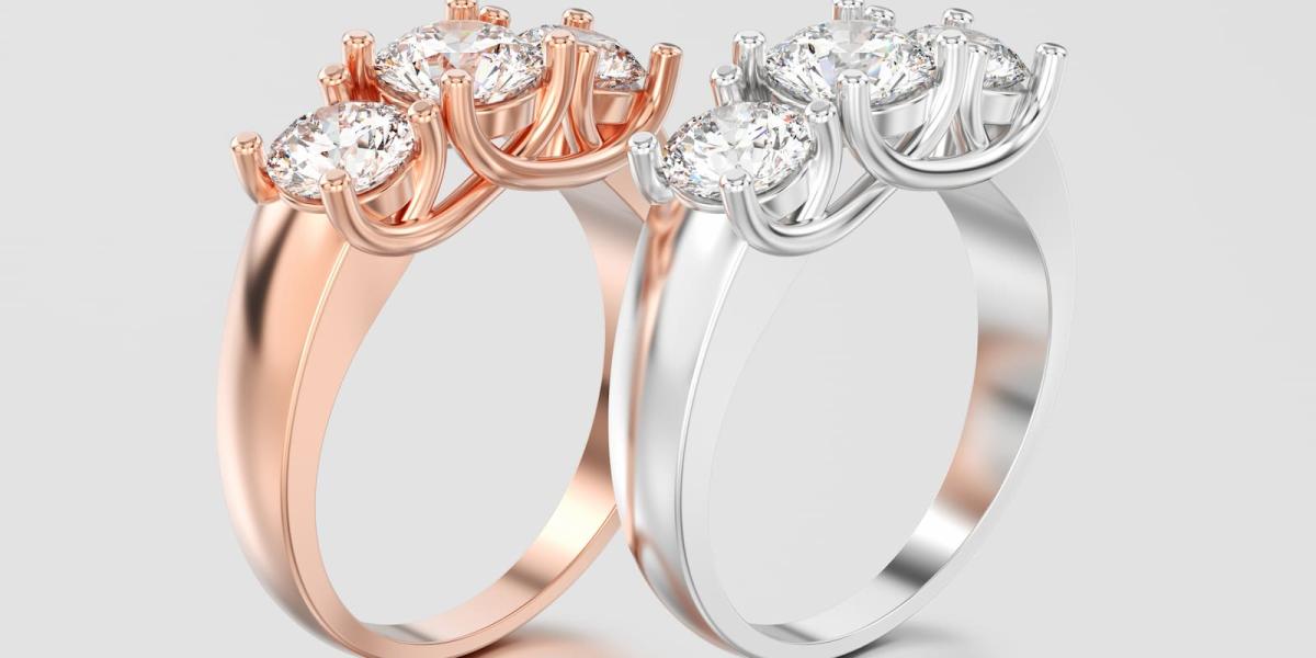 Picture of a set of three-stone engagement rings